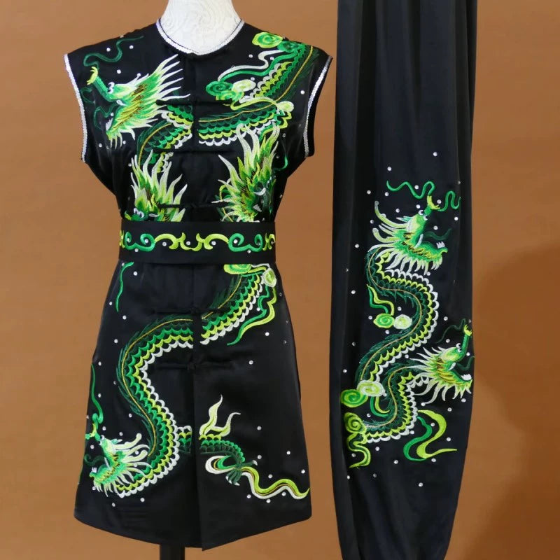 Customized size dragon Wushu martial art competition uniforms tai chi kungfu clothing for adult Children Changquan Nanquan Group Performance Suit