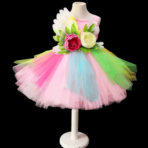 Children's Petal Sequins Jazz Dance Costume Kindergarten Chorus Performance Outfits Princess Tutu Skirt Princess Dresses for Girls