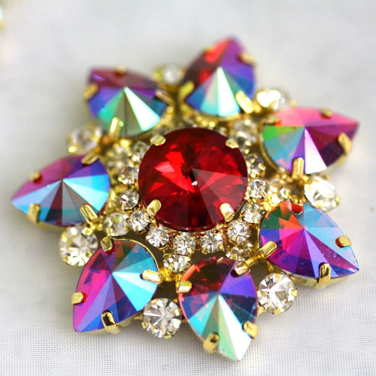 DIY red blue colored rhinestone Dance headdress party clothes shoes bag decorative buckle DIY jewelry headscarf hand sewing 4.3cm