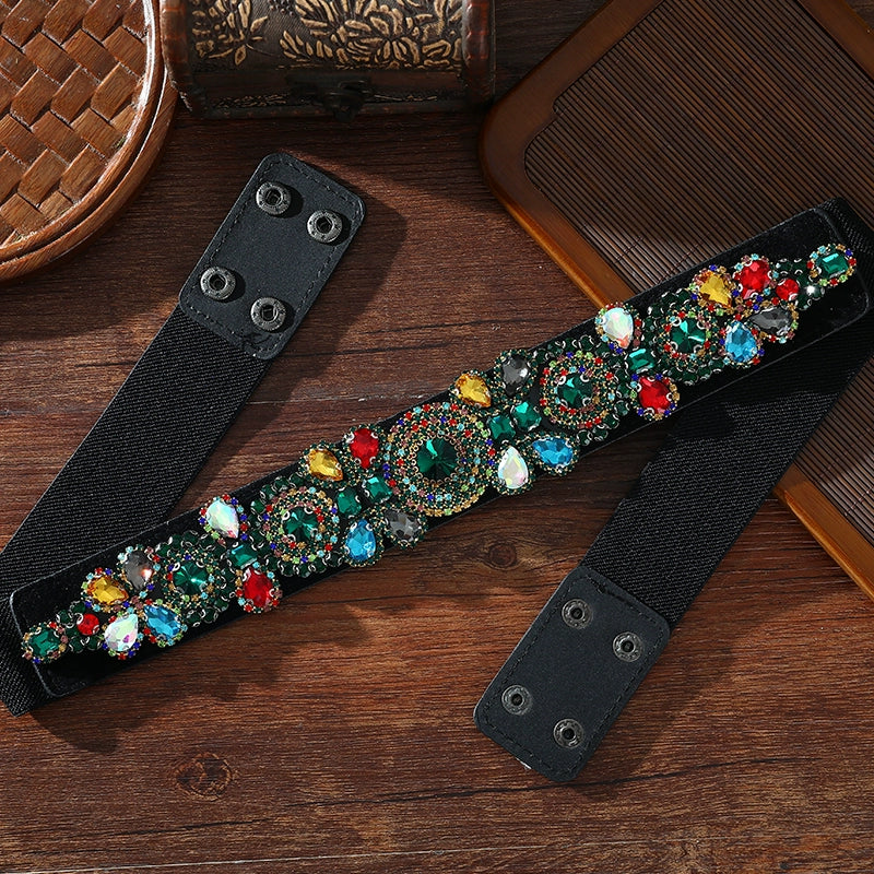 Xinjiang Latin ballroom dance sasehs waistband  diamond elastic waist belt for women girls Uygur dance accessories dancing waist chain