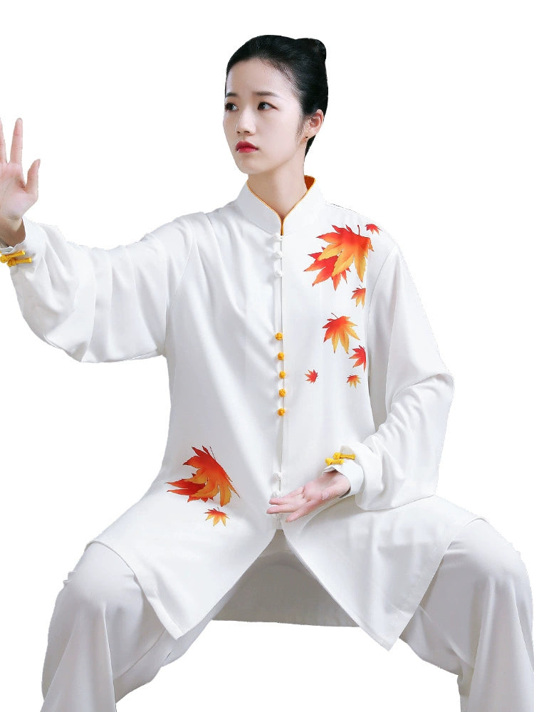 Chinese kung fu Tai Chi Clothing for unisex Leaf Printing martial art wushu competition uniforms Baduanjin Wushu Performance clothes