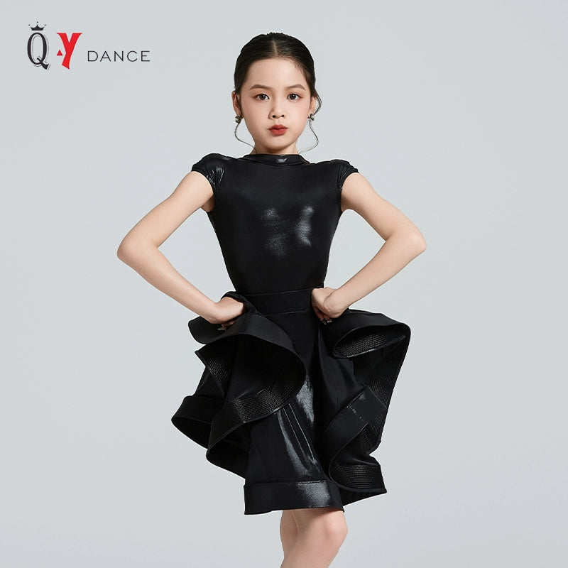 Children's Yellow Blue Wine Latin Dance Dresses for Girls Kids Salsa Rumba Chacha Ballroom Regulations Competition Performance Costume