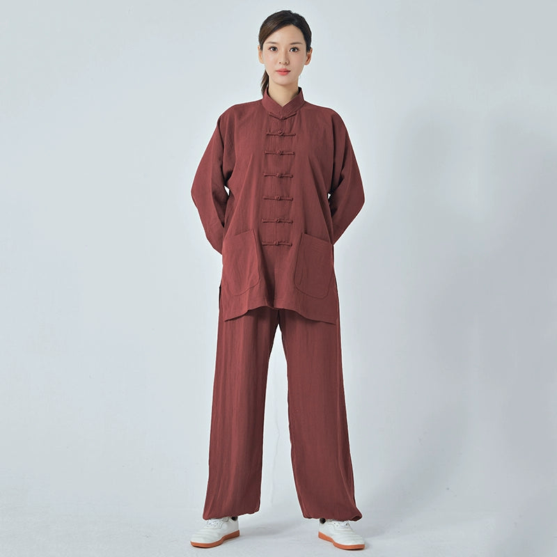 Tai Chi Suit Kung Fu Uniforms Cotton and Linen Men's and Women's Shadowboxing Clothing Baduanjin Chinese Style Martial Arts Practice Clothes Outfit