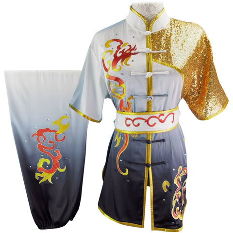 Chinese Martial Arts Clothes Kungfu Clothe Tai Chi Wushu Competition Performing Colored Clothes, Rose Red Embroidery,