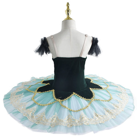 Girls Green Ballet Tutu Skirt Professional Swan Lake Ballerina ballet dress Blue Bird Variations Little Swan Performance Clothing for kids