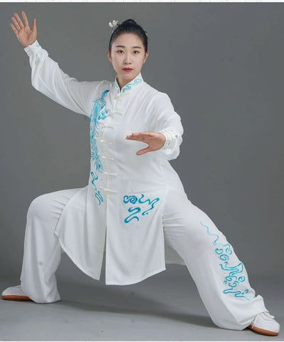 Custom Size White Phoenix TaI Chi Clothing for Women Breathable Martial Art Wushu Performance Clothes Chinese Kung Fu Uniforms