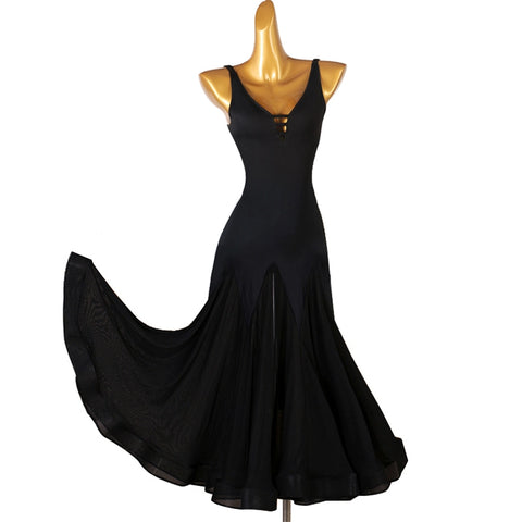 Dark Green Wine Black V-neck Modern Ballroom Dance Dress for Women Girls Waltz Tango Foxtrot Performance Clothes Art Test Competition Gown for Female