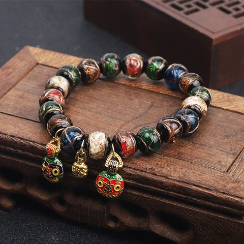 Buddha Bracelets Glazed bracelet colorful gold-swallowing beast feng shui god luck wealth bracelets for unisex birthday gift