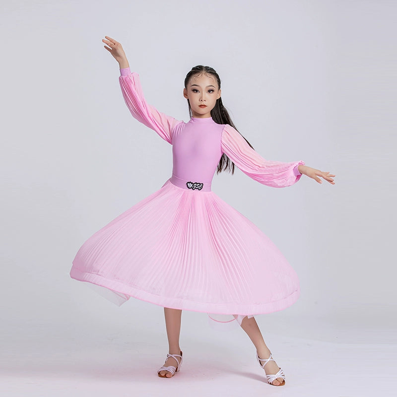 Turquoise Pink Ballroom Dance Dresses for Girls Kids Art Test National  Balloom Waltz Tango Standard Performance Costumes for Children