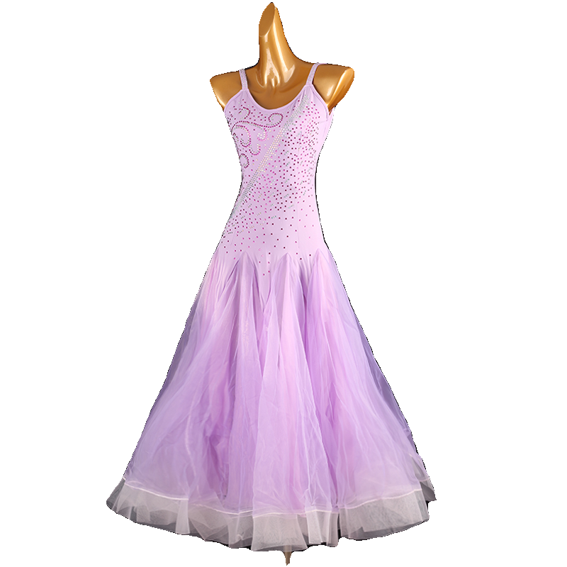 Lavender Light Purple Competition Ballroom Dance Dresses for Women Girls Kids Modern Waltz Tango Dance Performancelong Gown