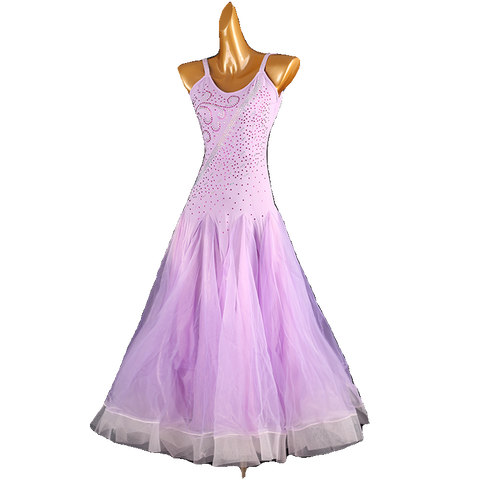 Lavender Light Purple Competition Ballroom Dance Dresses for Women Girls Kids Modern Waltz Tango Dance Performancelong Gown