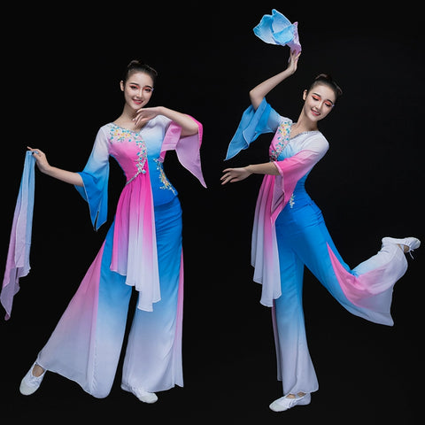 Chinese Folk Dance Costumes Yangko costume performance costume square fan umbrella dance classical dance costume female adults - 