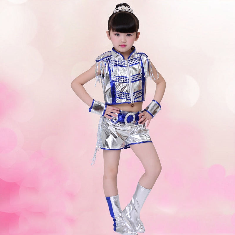 Jazz Dance Costume Kindergarten boys and girls acting clothes Children&amp;apos;s acting clothes sequins Jazz dynamic modern dance clothes