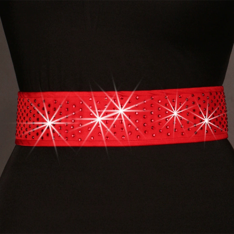 White Red Black Elastic Latin Dance Performance Belt AB Diamond Latin Ballroom Salsa Rumba Cha Cha Jive Dance Competition Dance Sashes