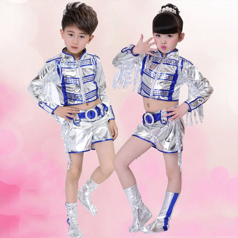 Jazz Dance Costume Kindergarten boys and girls acting clothes Children&amp;apos;s acting clothes sequins Jazz dynamic modern dance clothes