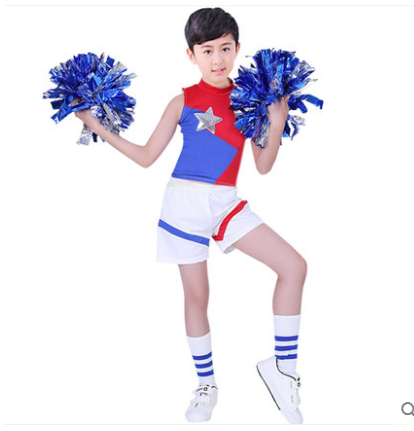 Children Blue Red Cheerleading Uniforms for Girls Kids Jazz Dance Costumes Cheerleading Performances Hi Hop Street Dance Outfits