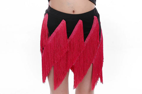 Girls Petals Fringe Latin Dance Skirt Salsa Rumba Chacha Irregular Tassels Dance Skirt Group Dance Performance Skirts for Kids