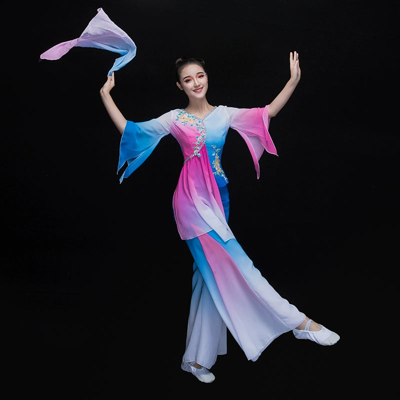 Chinese Folk Dance Costumes Yangko costume performance costume square fan umbrella dance classical dance costume female adults - 