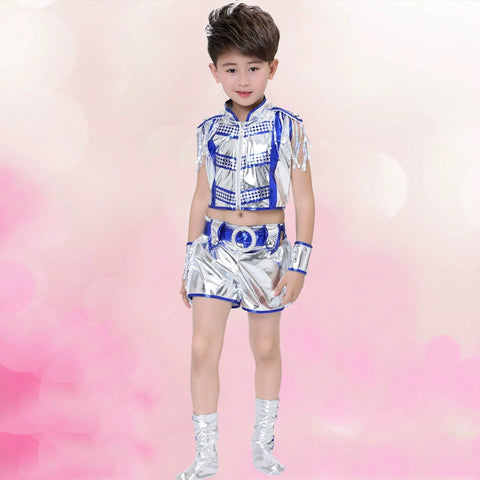 Jazz Dance Costume Kindergarten boys and girls acting clothes Children&amp;apos;s acting clothes sequins Jazz dynamic modern dance clothes