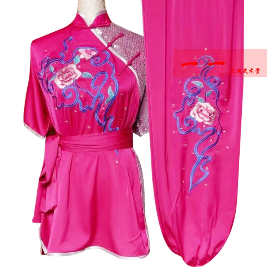 Martial Arts Clothes Kungfu clothes Wushu costume performance costume embroidery short sleeve long boxing competition costume men and women practicing gown morning Dress Dance sword and Taekwondo