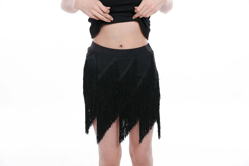 Girls Petals Fringe Latin Dance Skirt Salsa Rumba Chacha Irregular Tassels Dance Skirt Group Dance Performance Skirts for Kids