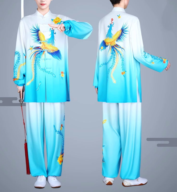 Blue phoenix Tai Chi Clothing for Women's chinese kung fu uniforms martial art wushu performance clothes