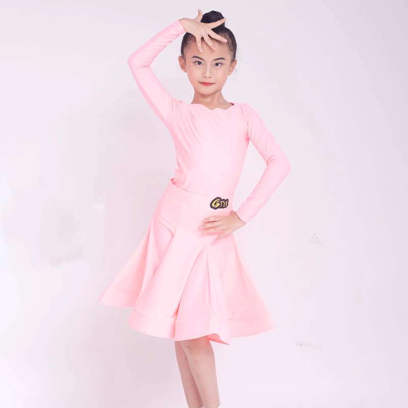 Children's Latin Dance dresses blue pink green Regulations Competition Uniforms Girls Professional Standards Grading Examination skirts