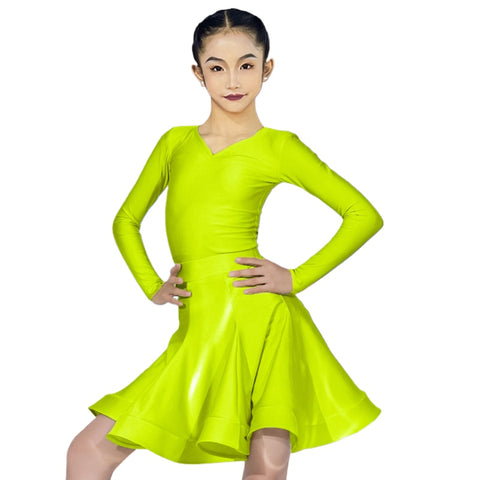 Girls Latin Dance Dresses Kids Blue Pink Green Purple Ballroom Salsa Rumba Chacha Standard Competition Dance Outfits