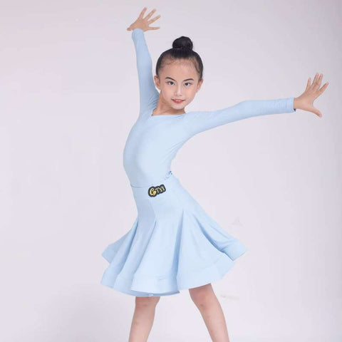 Children's Latin Dance dresses blue pink green Regulations Competition Uniforms Girls Professional Standards Grading Examination skirts