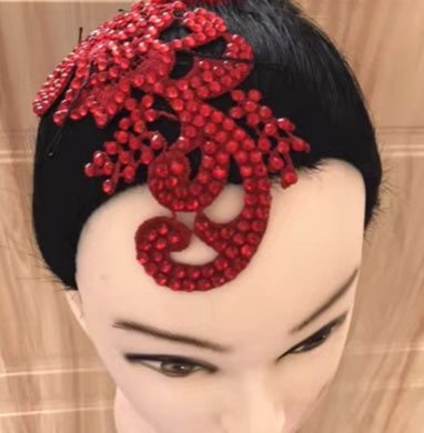 Children Women red rhinestones headdress adult ballroom Latin Dance Headwear Ballroom Dance Competition headpiece Hair Accessories