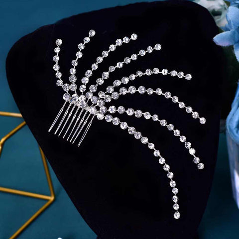 Women latin ballroom dance headdress stage performance bling hair comb Bride wedding braided hair accessories handmade